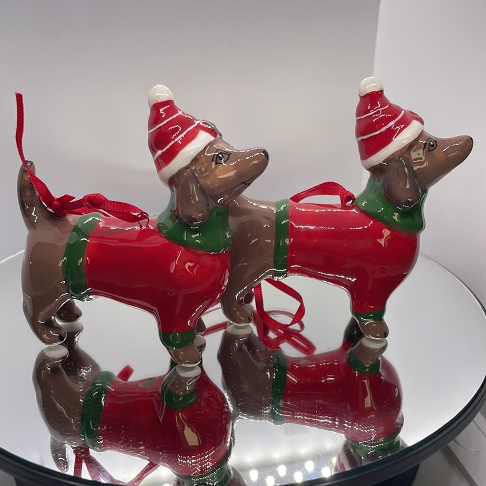 🎄Blue Sky handcrafted handpainted Dachshund and Ornament set. - Picture 4 of 9